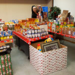Local 175 staff member Helene Cain organizes donations.