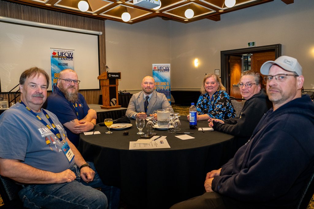 Member group shot during breakfast. 