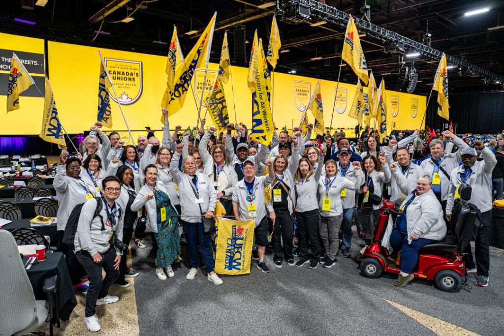 2026 CLC Convention group photo of the Locals 175 & 633 delegates in front of a large stage